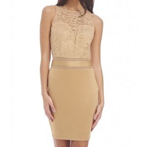 AX Paris Camel/Nude Lace Dress