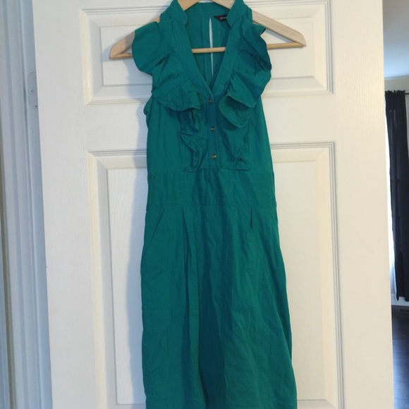 Beautiful Turquoise Ruffled Express Halter Dress