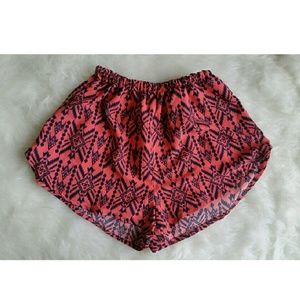 Tribal print coral and navy blue shorts