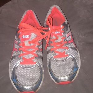 Orange and gray sneakers