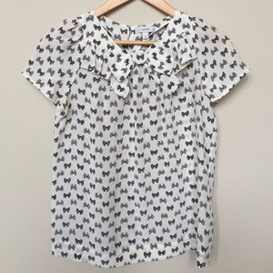 JCrew Bow Print Silk Blouse
