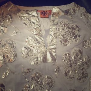 3-quarter length multi textured Tory Burch top