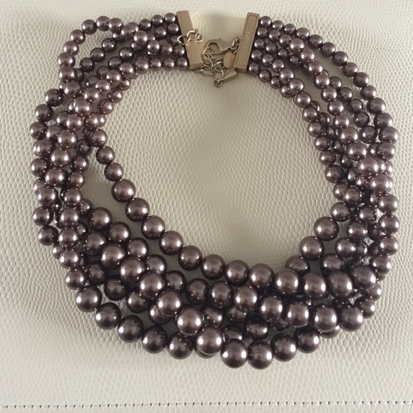 Lia Sophia Brown Resin Pearl Necklace w/gold clasp