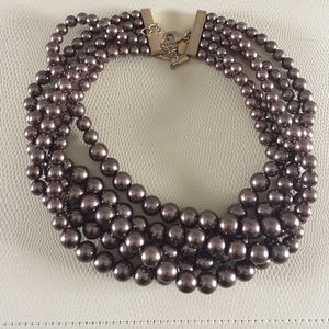 Lia Sophia Brown Resin Pearl Necklace w/gold clasp