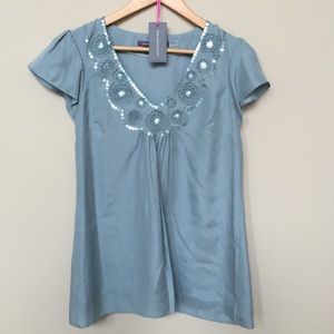 NWT Boden Limited Edition Blue Silk Blouse