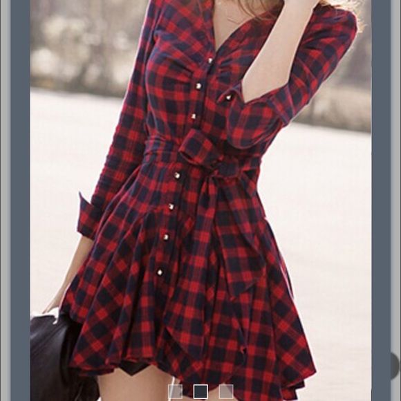 V Neck Button Down Flare Skater Dress