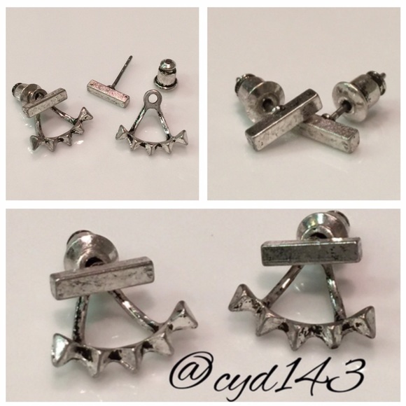 Silver Pyramid Ear Jackets