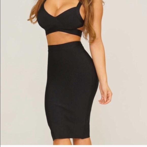 Black Two piece Bandage Dress size small