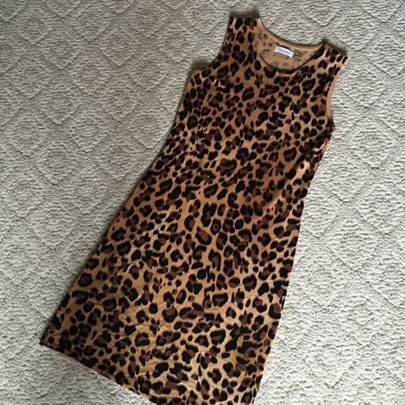 Calvin Klein leopard knit dress size small