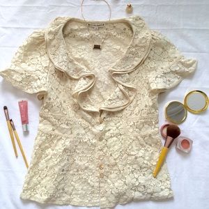 Flash⚡️Nanette Lepore flowerfull lace peplum style