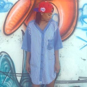 Denim baseball jersey