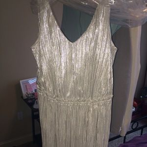 BCBG Generation metallic white and silver gown