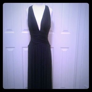 Navy Floor Length Grecian Style Dress