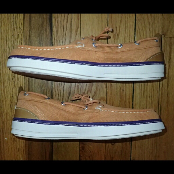 Timberland Orange Canvas Boat Shoes Size 9.5 - Picture 4 of 4