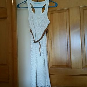 Lace dress with braided belt