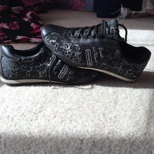 Black and silver coach sneakers