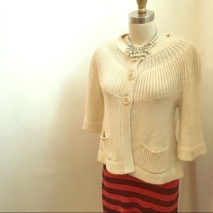 Ivory Anthropologie 3 Button Cardigan