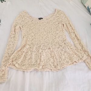 Long Sleeve Lace Peplum Top