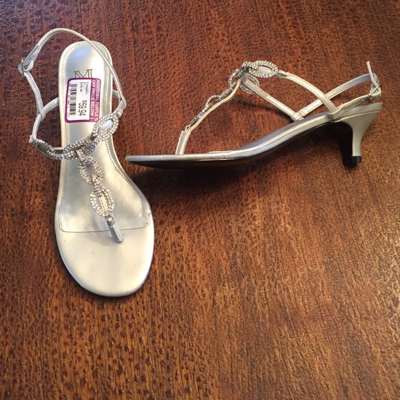 Silver rhinestone slingback sandals