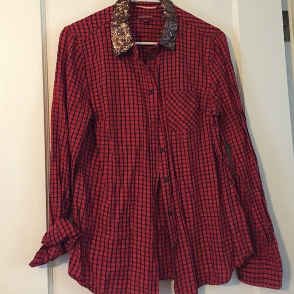 Red/black plaid too with sequin collar