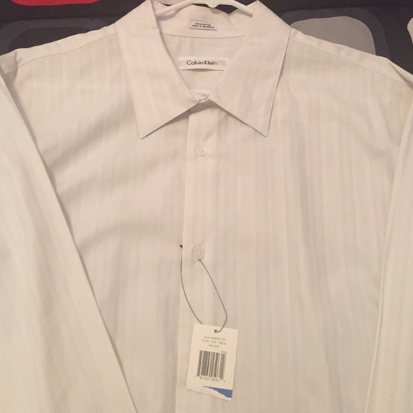 Calvin Klein Men's white with pinstripe button up
