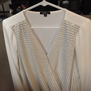 Cream long sleeve sparkly top