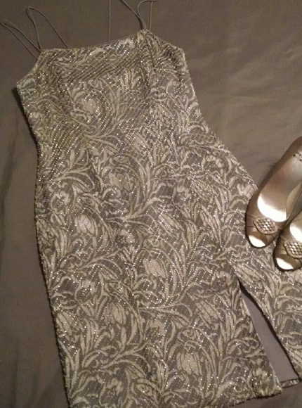 90's Retro Couture Saks Embellished Cocktail Dress - Picture 3 of 10