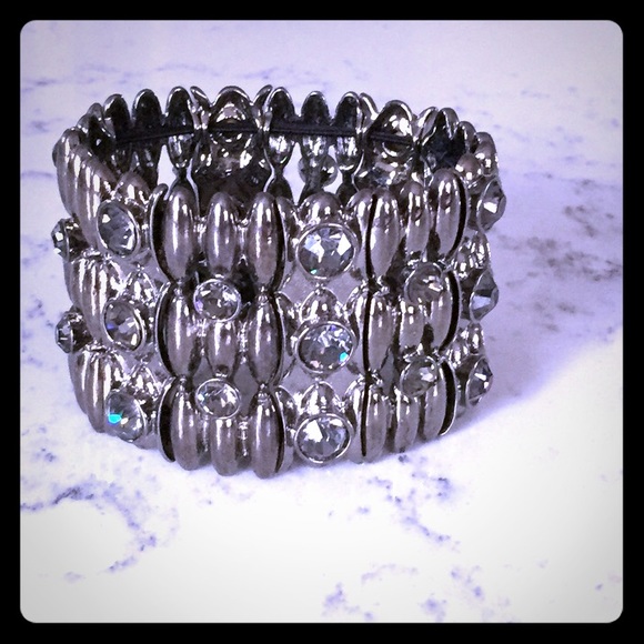 Metal and crystal cuff bracelet