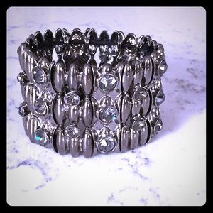 Metal and crystal cuff bracelet