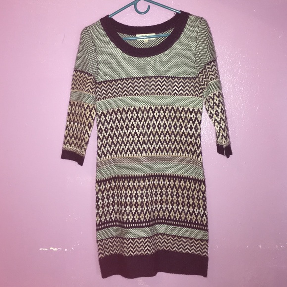 Knitted mixed tribal and stripe dress, size S