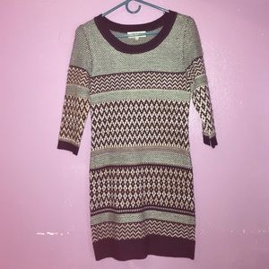 Knitted mixed tribal and stripe dress, size S