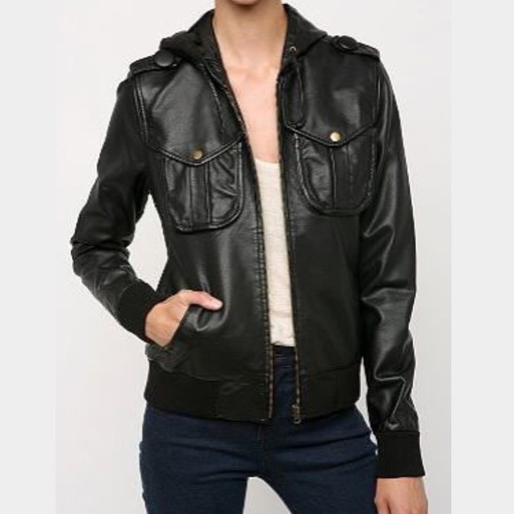 Silence + Noise leather bomber jacket