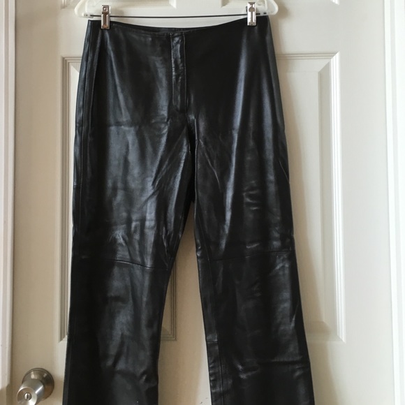 Black soft leather pants- size 10p - Picture 1 of 4