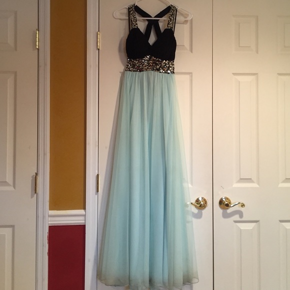 aqua formal dresses LAYERED SKIRT LONG BEADED PROM DRESS style 8062 Aqua Designer Dress for Any