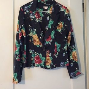 Navy floral blazer