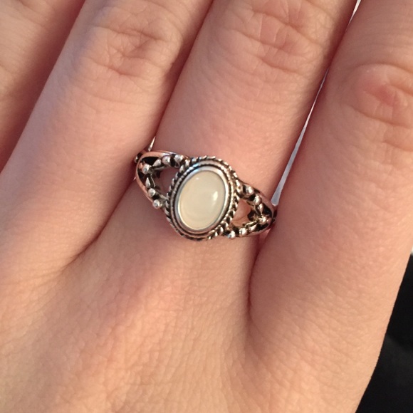 cute silver stone ring