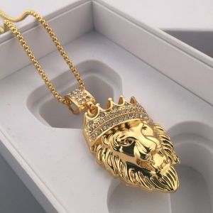 Diamond lion head 18k gold with chain free w/order