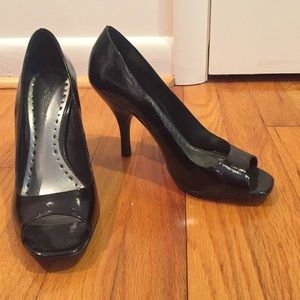 Black bcbgirls peep toe pumps