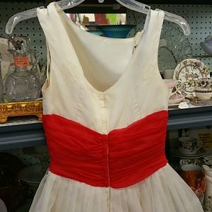 Vintage Dresses - Vintage Cream and Red Prom Dress Vintage Dresses - Vintage Cream and Red Prom Dress