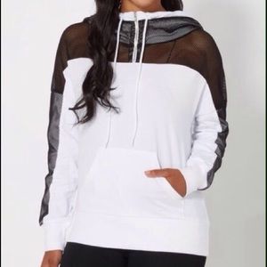 Rue21 Sweaters - 🆕White Hoodie Sweatshirt Fishnet Mesh Sleeves Med Rue21 Sweaters - 🆕White Hoodie Sweatshirt Fishnet Mesh Sleeves Med