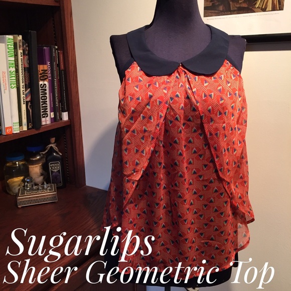 Sugarlips | Sheer Geometric Top with Peter Pan Collar