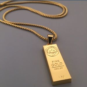 Solid gold brick block for sale with chain