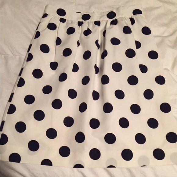 J Crew white and navy polka dot skirt