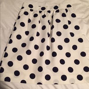 J Crew white and navy polka dot skirt