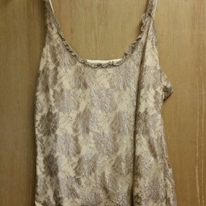 Oscar de la Renta Gold & cream tank XL