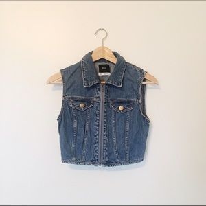 Urban Outfitters BDG Blue Zipup Cropped Denim Vest