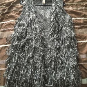 NWOT grey fringe vest