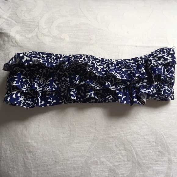 Navy and white bikini top