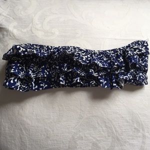 Navy and white bikini top