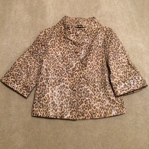 L. A. L. Tiger Print Glitter Shimmer Leather Coat